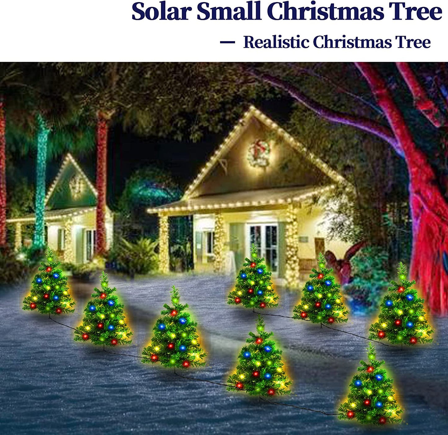 2 Pcs Solar Christmas Tree - With Multicolored LED Lights
