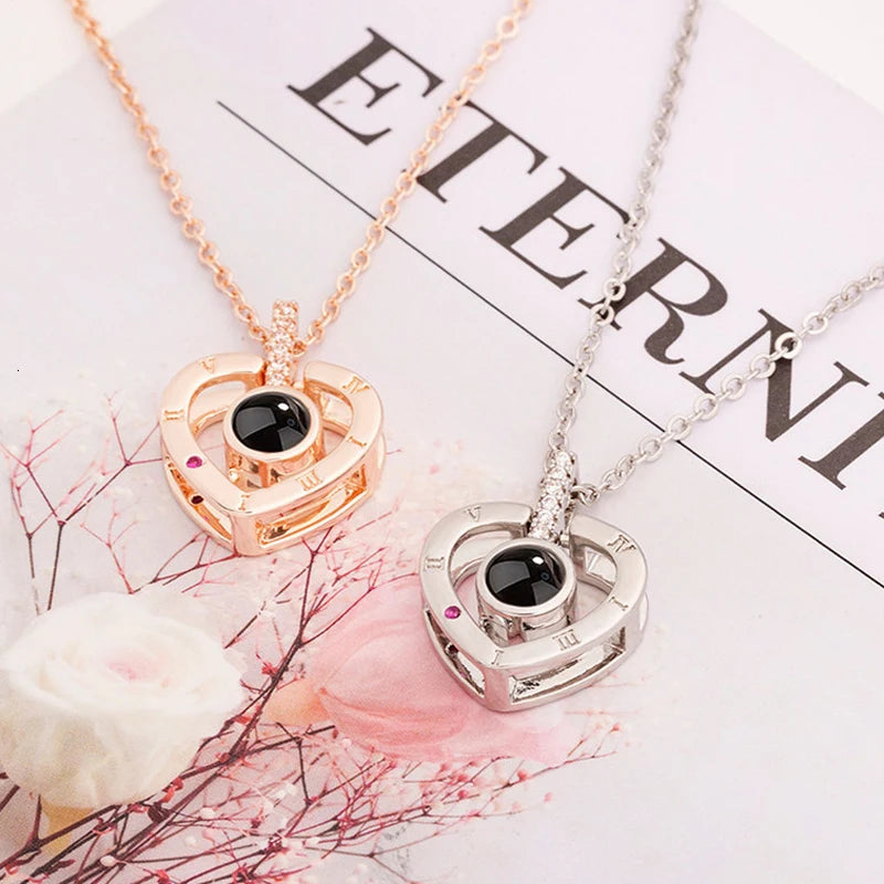 I Love You" in 100 languages projection necklace