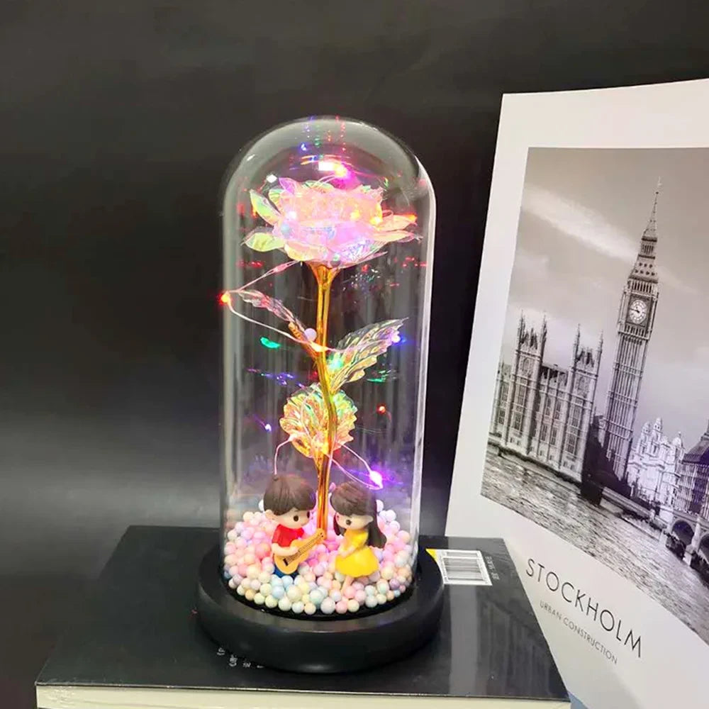 Glass Dome Artificial Rose