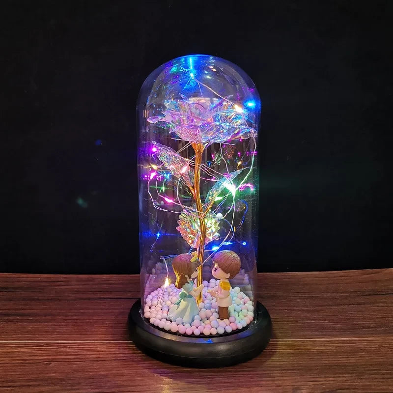 Glass Dome Artificial Rose