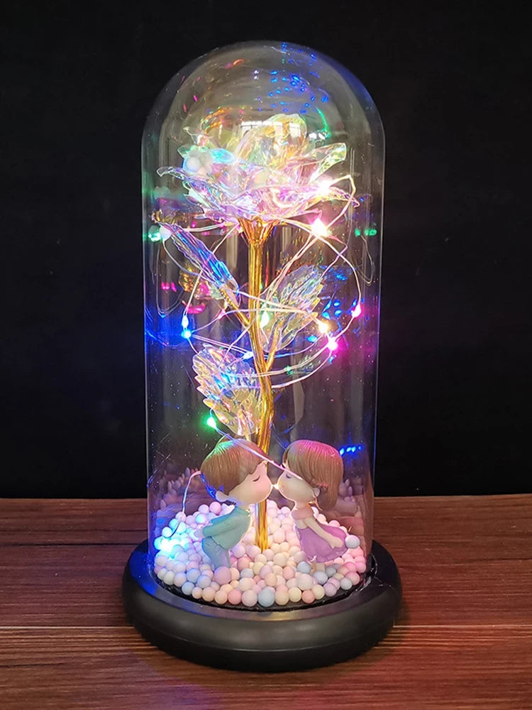 Glass Dome Artificial Rose