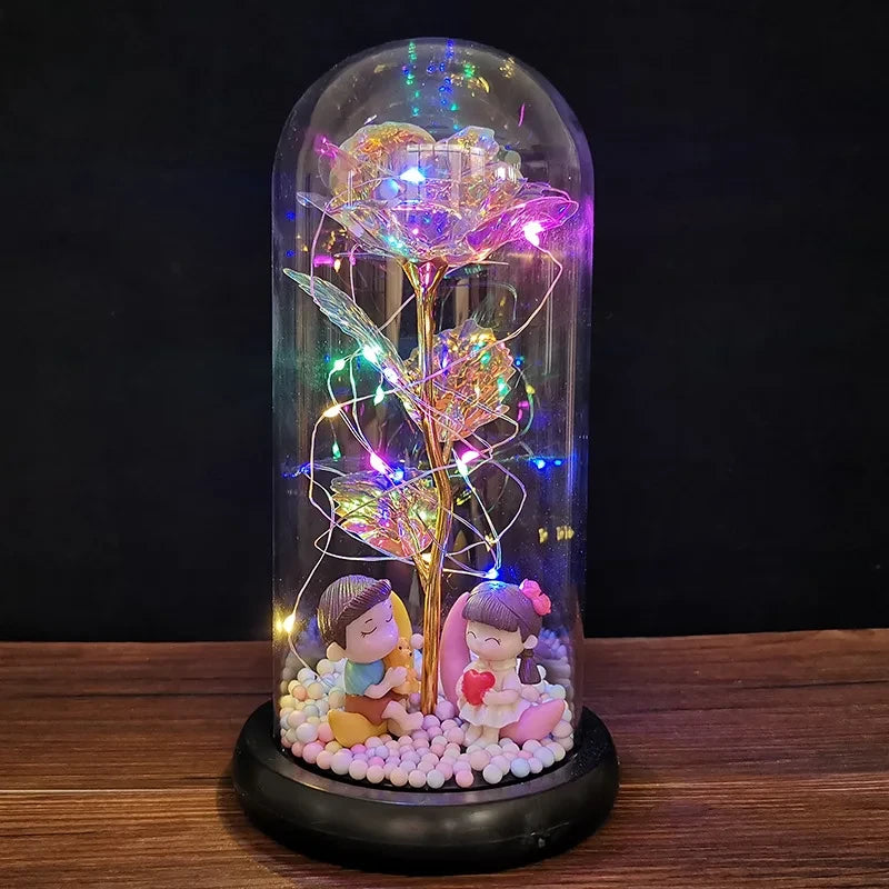Glass Dome Artificial Rose