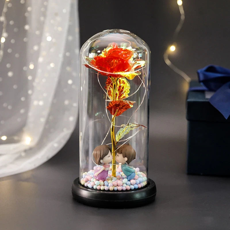 Glass Dome Artificial Rose