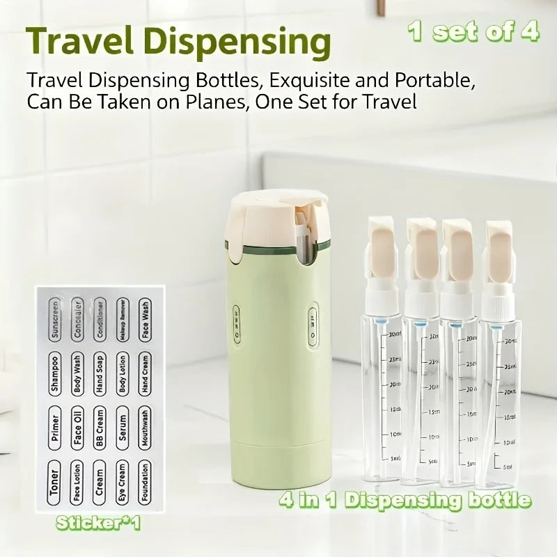 Minimalist 4-in-1 Travel Dispenser Bottle