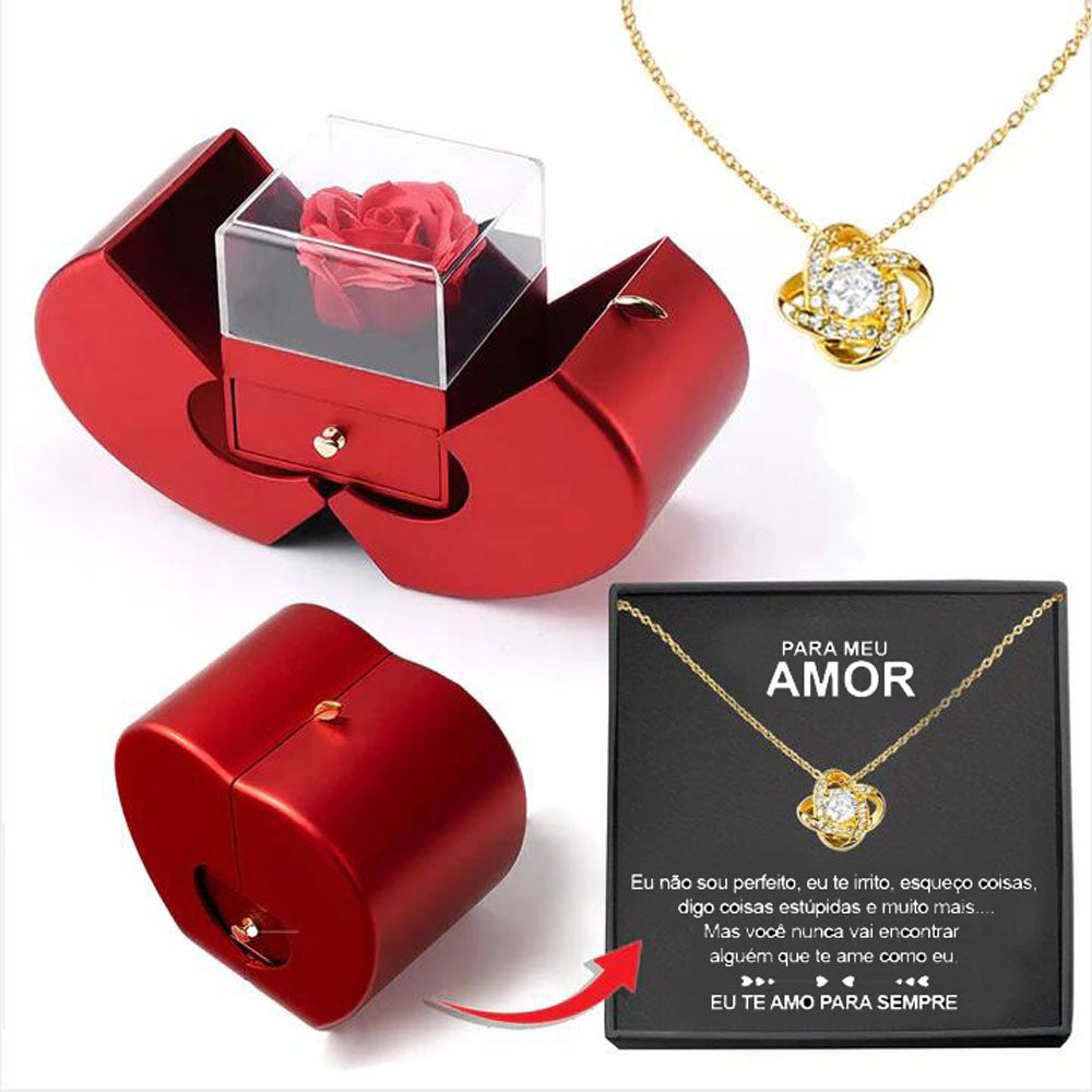 JEWELRY BOX, NECKLACE, WITH ETERNAL ROSE FOR THE PERFECT VALENTINE'S  DAY GIFT