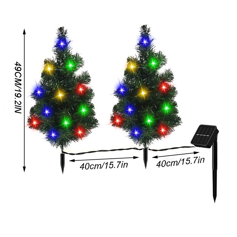 2 Pcs Solar Christmas Tree - With Multicolored LED Lights