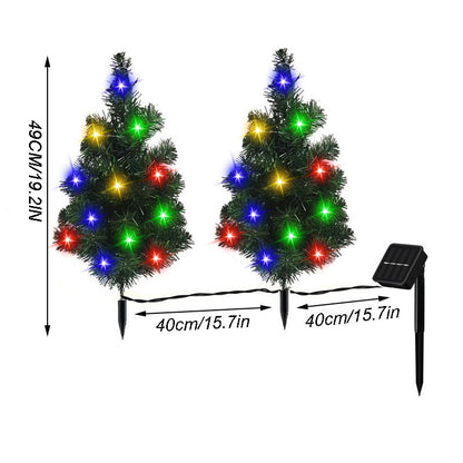 2 Pcs Solar Christmas Tree - With Multicolored LED Lights