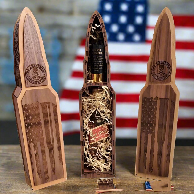 2nd Amendment Wooden Bullet Whiskey Holder