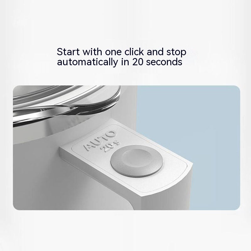 Automatic pet feeder with a button labeled 'AUTO' on a light gray background.