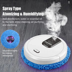 Cleaning device with blue brush head and white base, emitting steam on a dark surface.