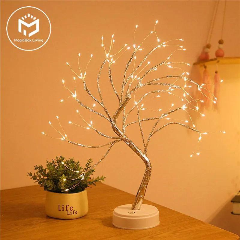 LED Night Light Mini Christmas Tree, Copper Wire Garland Lamp