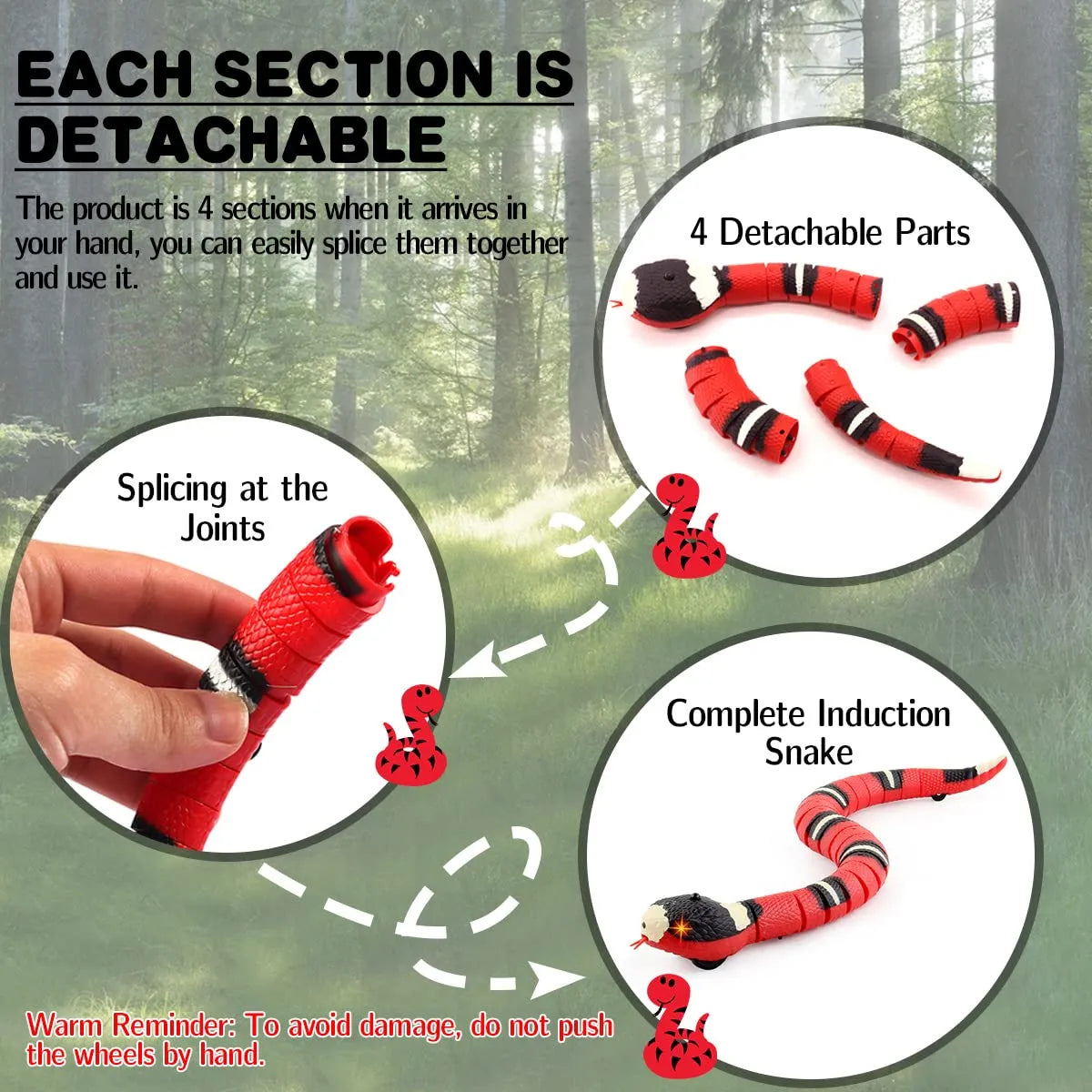 Interactive snake toy for cats very easy assemble four section