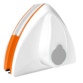 Magnetic Glass Window Cleaner with orange and white design on a white background