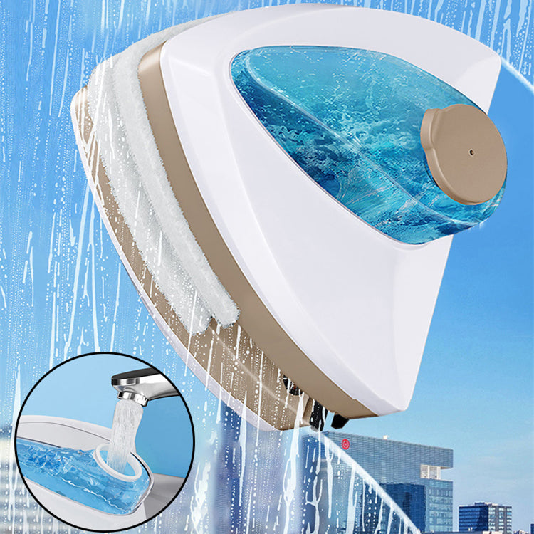 Magnetic Window Cleaner with water splashes on a blue gradient background