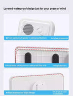 Product packaging with waterproof design features on a white background