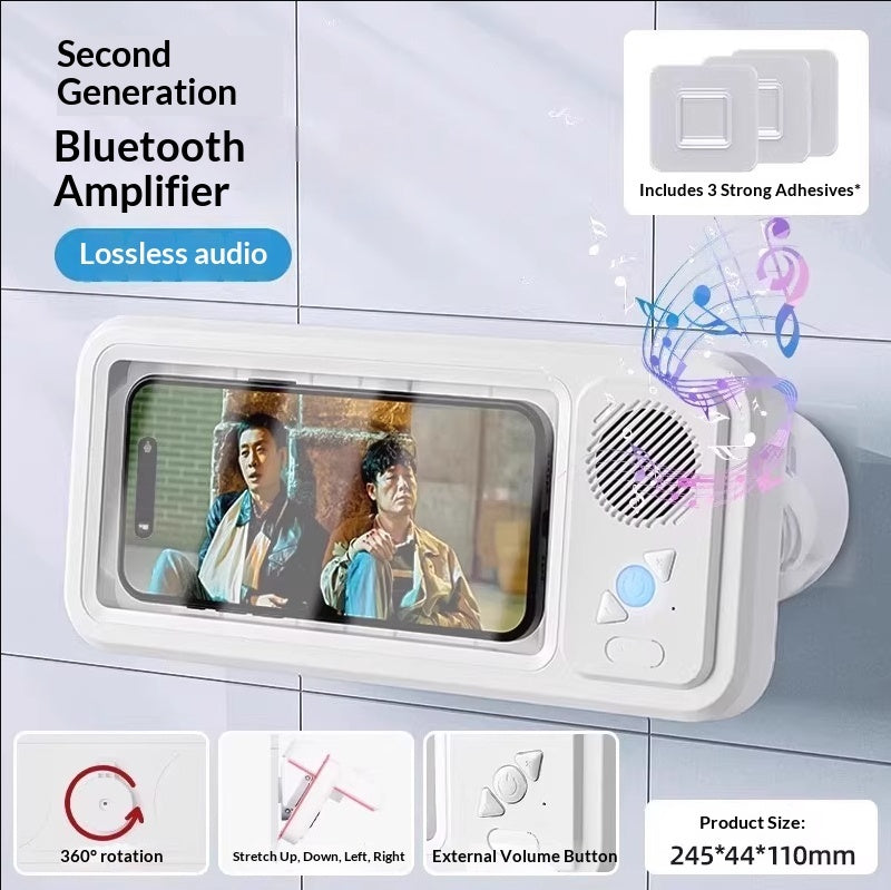 Second Generation Bluetooth Amplifier with screen displaying people, on a light gray background.