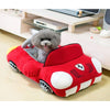  Front view of SnuggleSeat car-shaped dog bed red color 