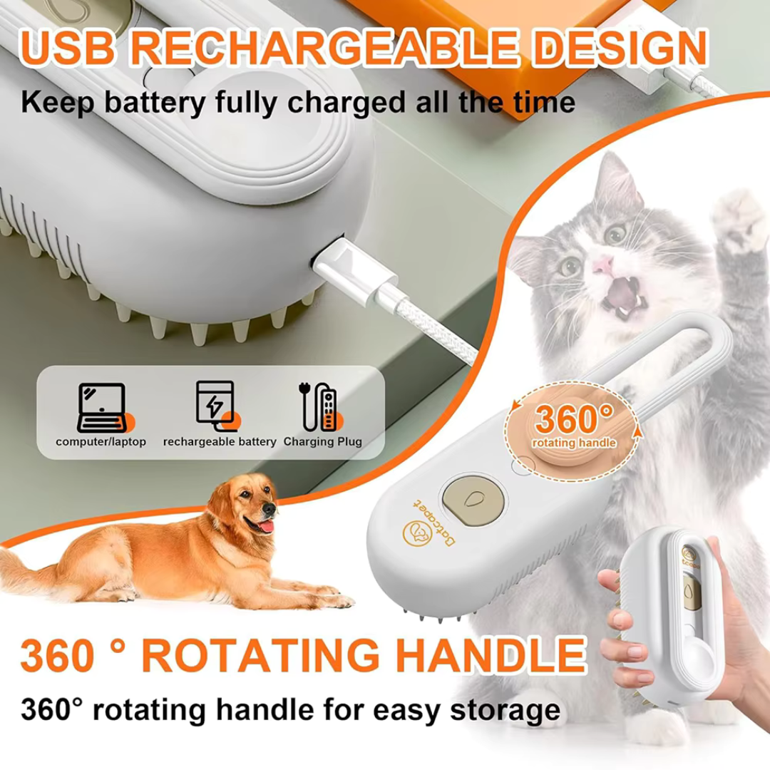  Pet Grooming Brush  USB rechargeable design 