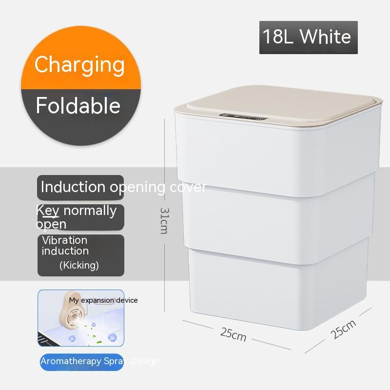 White electronic device with charging and foldable features, shown with dimensions and additional details.
