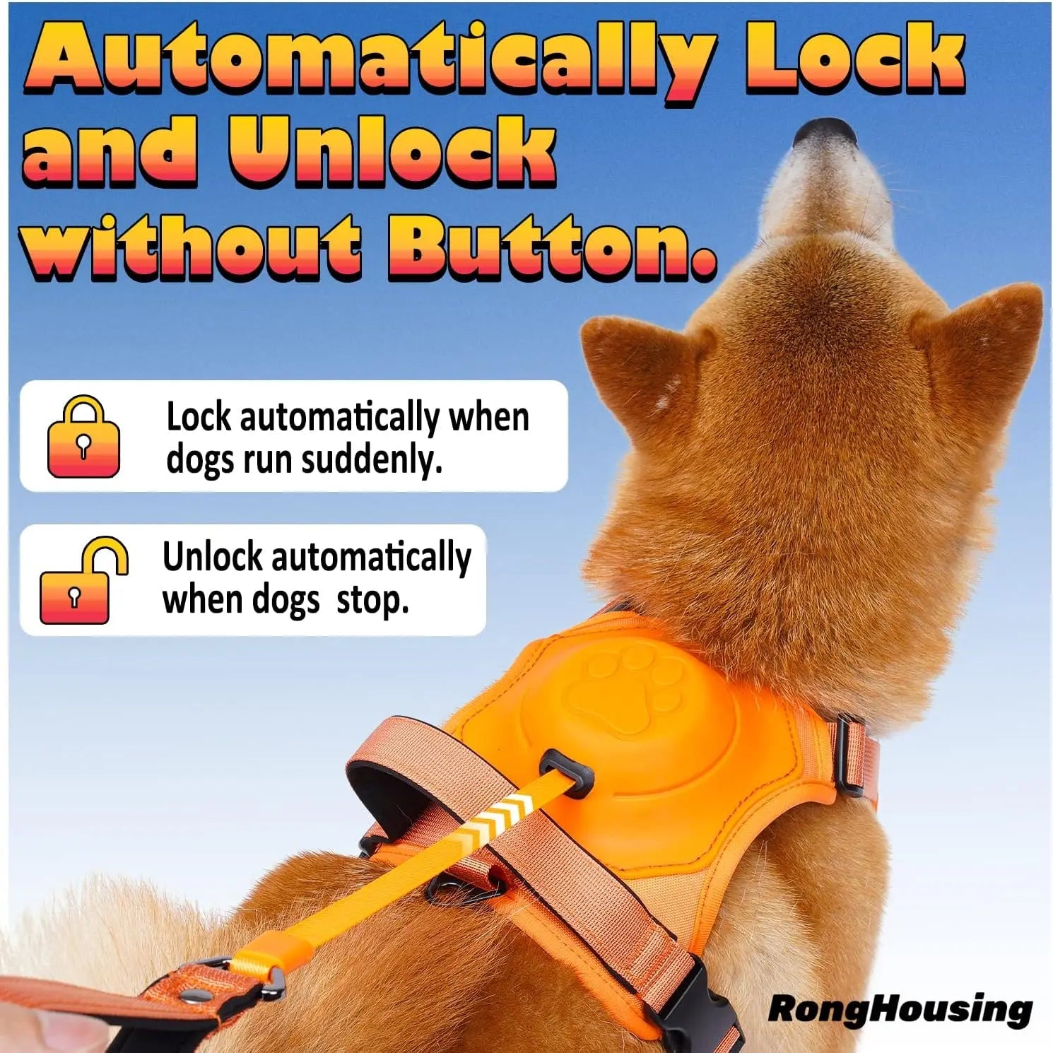 allinone-dog-harness-leash-set-safety. automatically lock and unlock button 