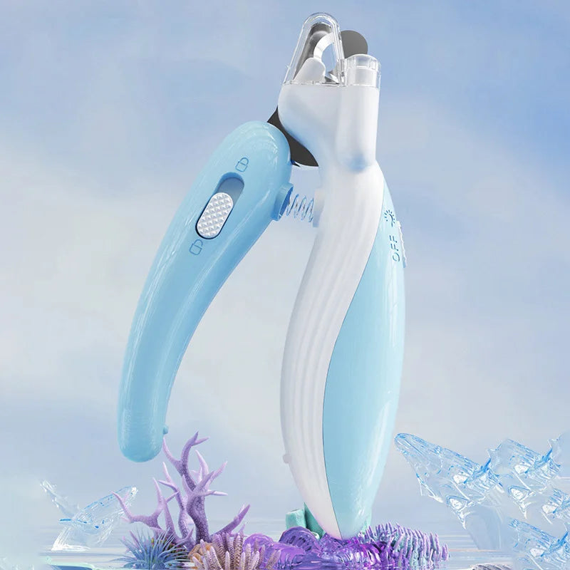 Bright Paws pet nail clippers with built-in LED light blue 