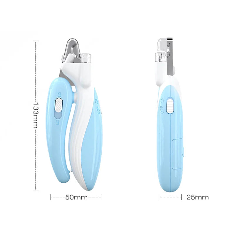 the dimensions show the bright-paws-pet-clippers-led