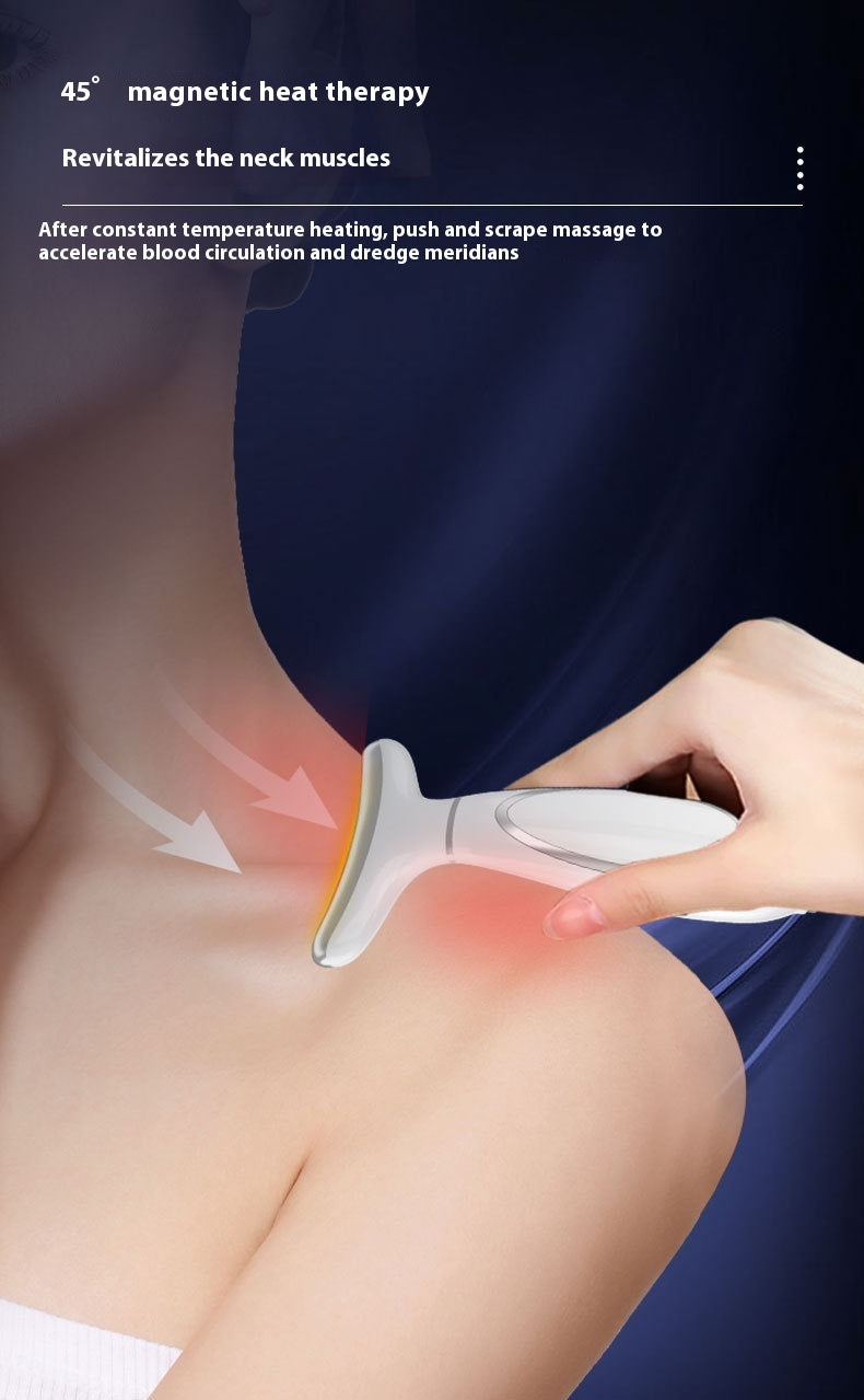  Using massager on neck and shoulders area 