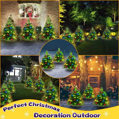 2 Pcs Solar Christmas Tree - With Multicolored LED Lights