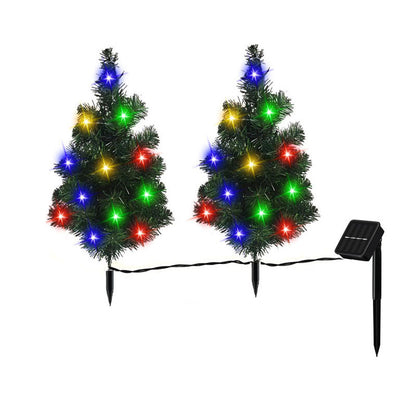 2 Pcs Solar Christmas Tree - With Multicolored LED Lights