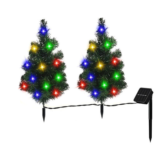 2 Pcs Solar Christmas Tree - With Multicolored LED Lights