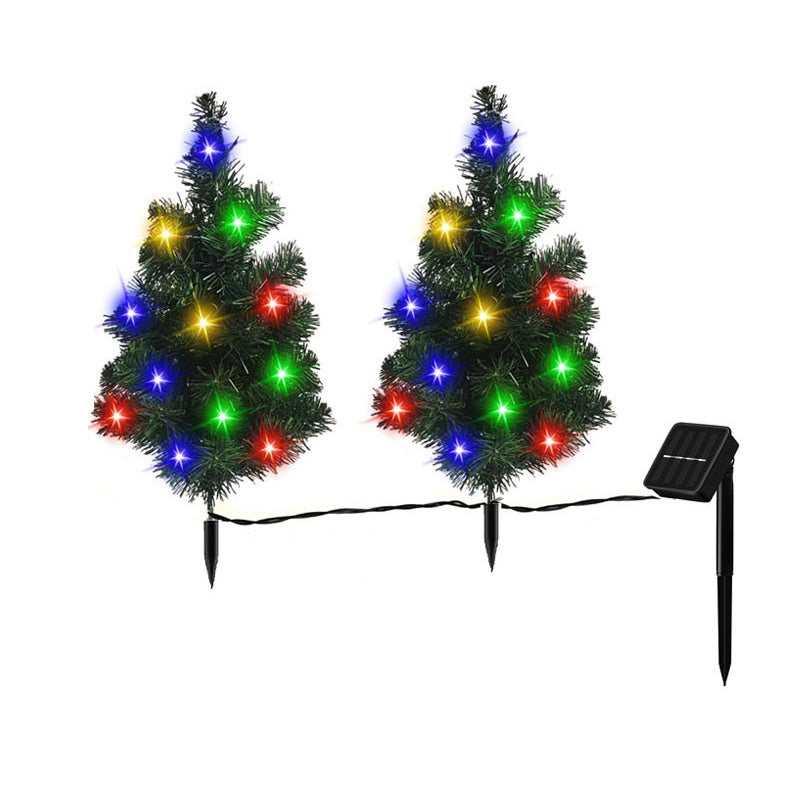 2 Pcs Solar Christmas Tree - With Multicolored LED Lights