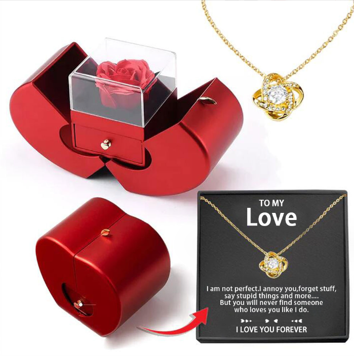 JEWELRY BOX, NECKLACE, WITH ETERNAL ROSE FOR THE PERFECT VALENTINE'S  DAY GIFT