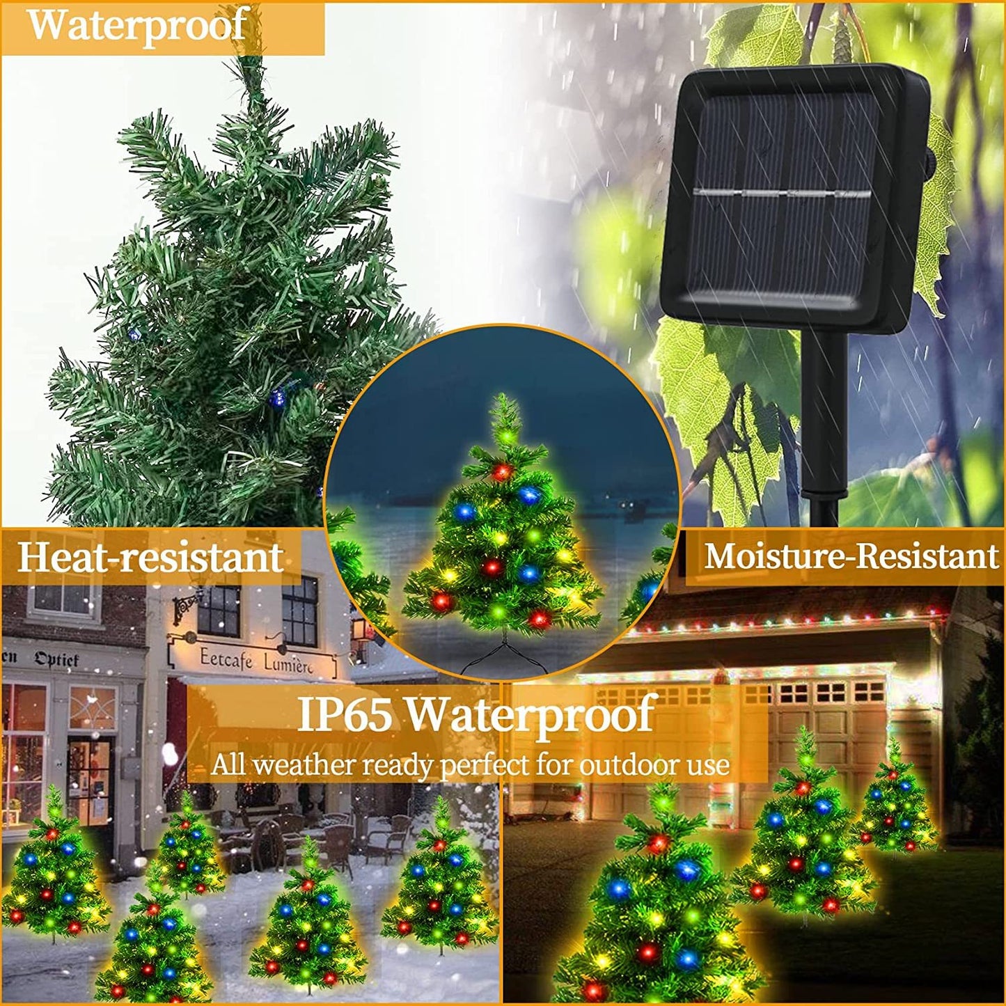 2 Pcs Solar Christmas Tree - With Multicolored LED Lights