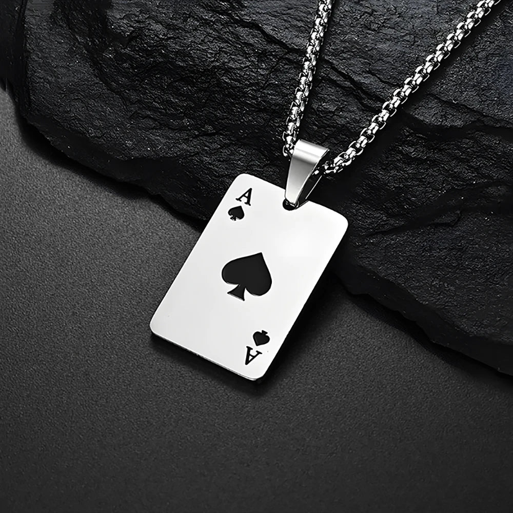 Hip Hop Ace of Spades Necklace in stainless steel at Affinity Marketplace
