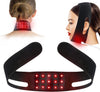 Person applying infrared therapy light strip to shoulder for pain relief