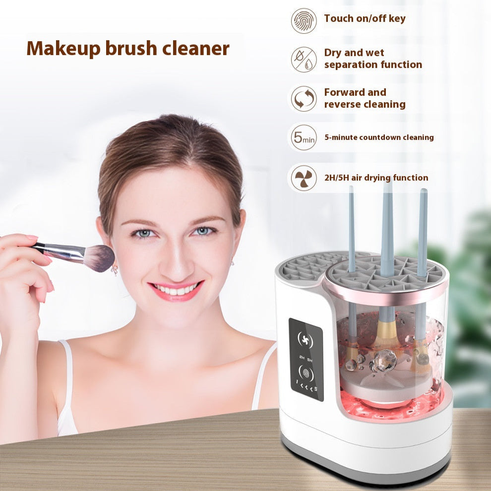 makeup brush cleaner showing  feathers 