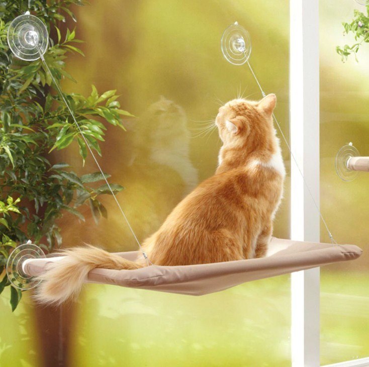 Pet hanging cat bed and seat mount hammock for relaxation