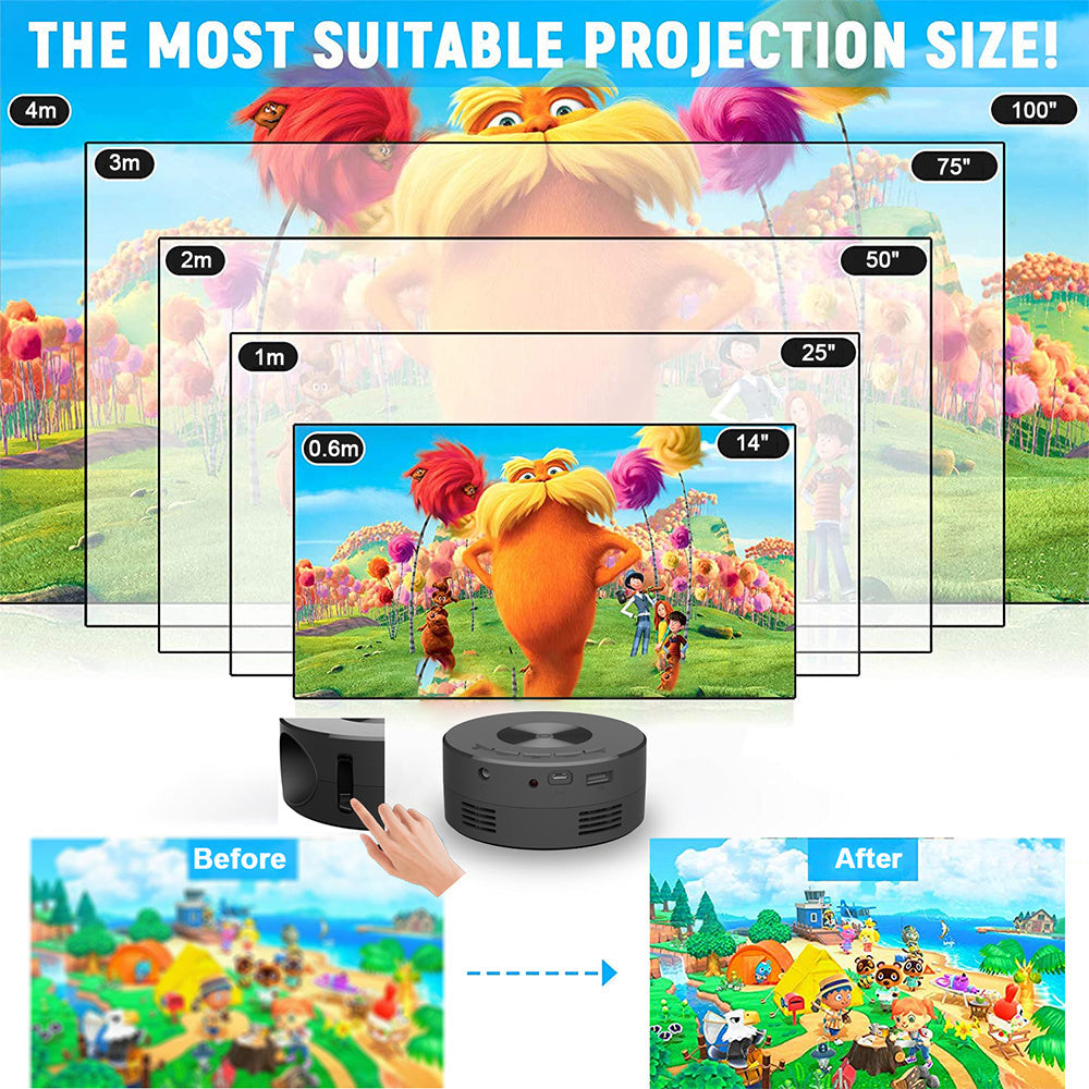 Size comparison of the Portable YT Home Projector