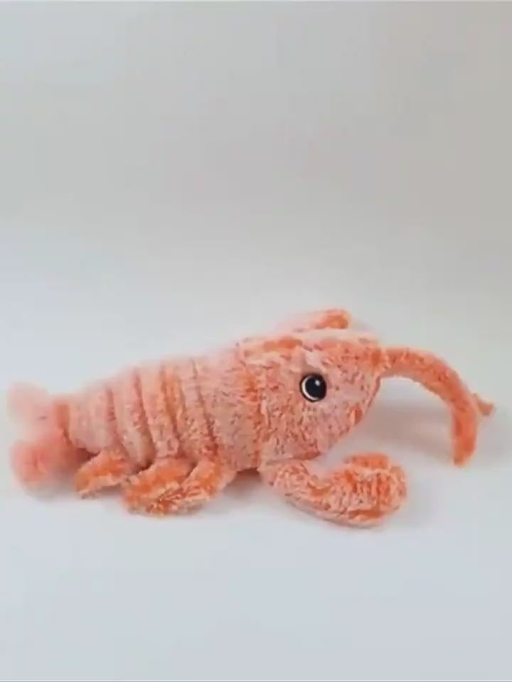 Happy Cat Pouncing on Moving Lobster Toy  