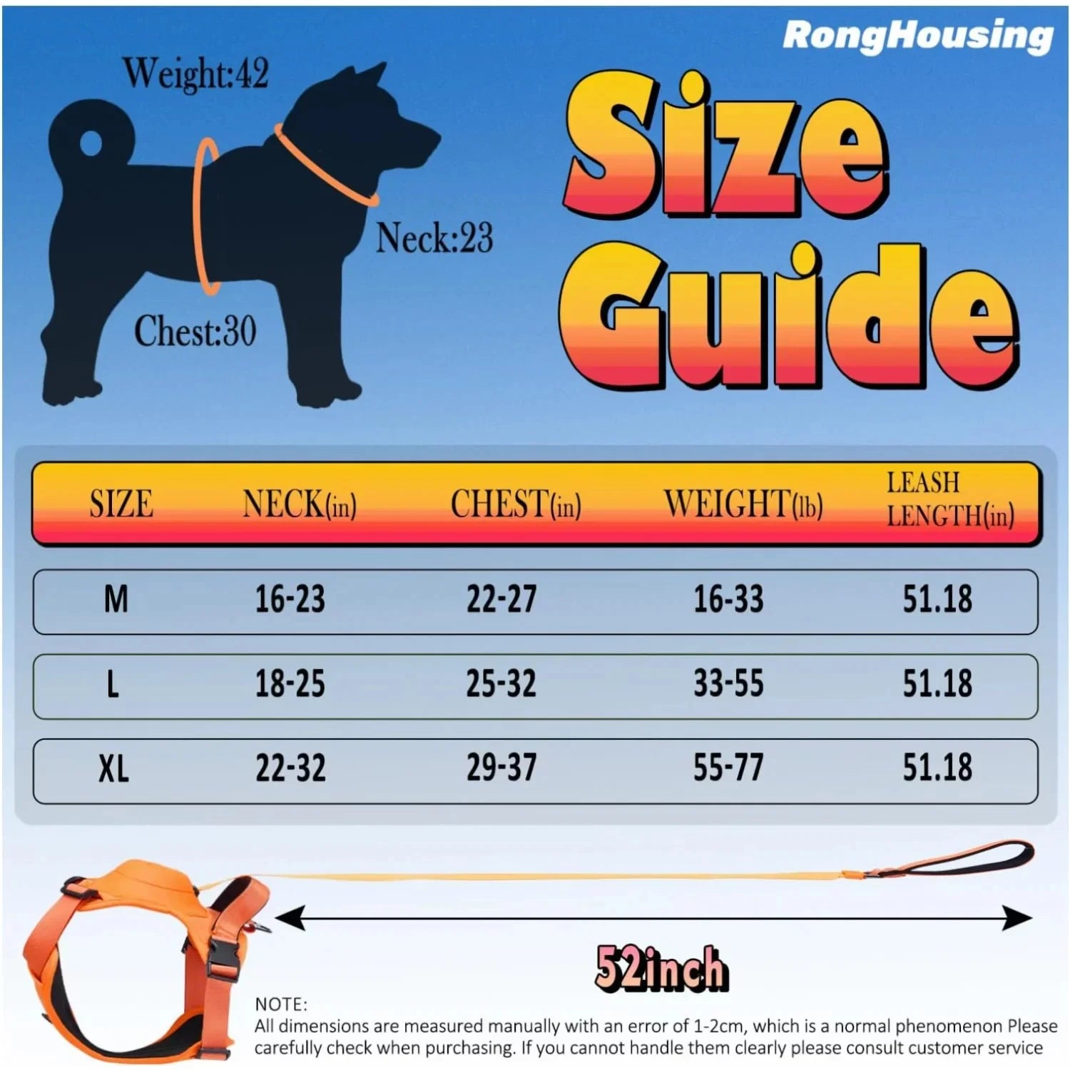 size guide AllinOne dog harness