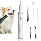 White ultrasonic pet teeth cleaning tool for home use