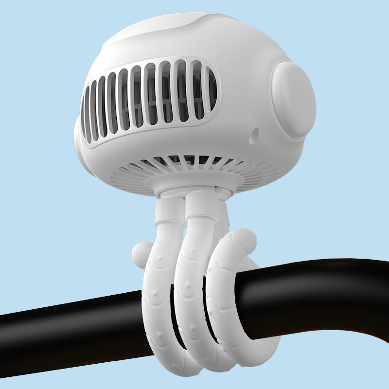 USB portable stroller fan with night light and robot design white color 