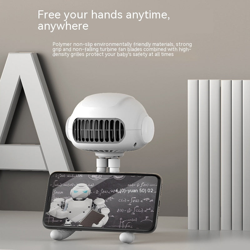 the white color usb-stroller-fan-nightlight-robot